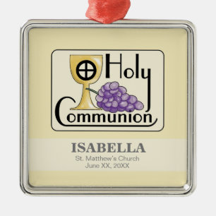 Ornement En Métal Raisins de première communion et coupe, personnali