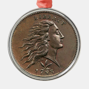 Ornement En Métal Rare Early American Penny Metal Ornament
