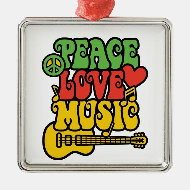 Ornement En Métal Rasta Peace-Love-Music (Devant)