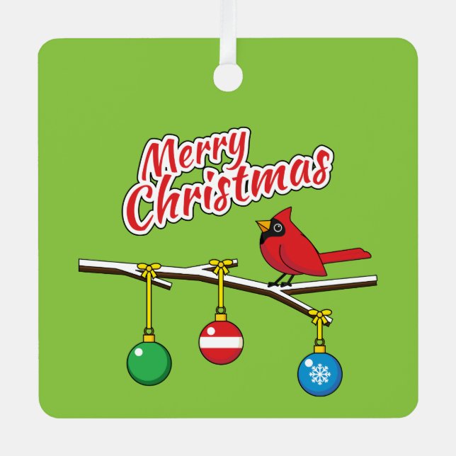 Ornement En Métal Red Cardinal on Christmas (Recto)
