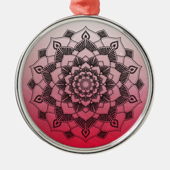 Ornement En Métal Red Mandala Abstrait Beau Noël (Devant)