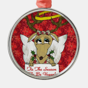 Ornement En Métal Reindeer Angel C'est la saison d'être Vegan