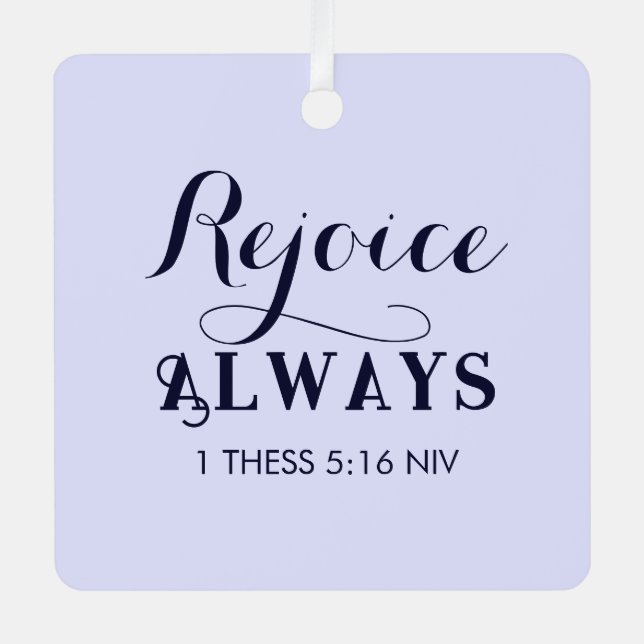 Ornement En Métal Réjouissez-vous dans le Seigneur Bible Verse Chris (Recto)