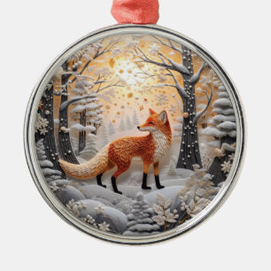 Ornement En Métal Renard 3D en hiver Wonderland Noël