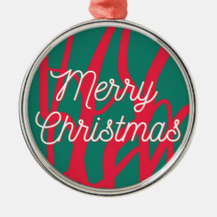 Ornement En Métal Résumé Rouge Vert Joyeux Noël Personnalisé