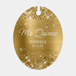 Ornement En Métal Robe de Quinceañera en Papier d'Or Pailleté Photo