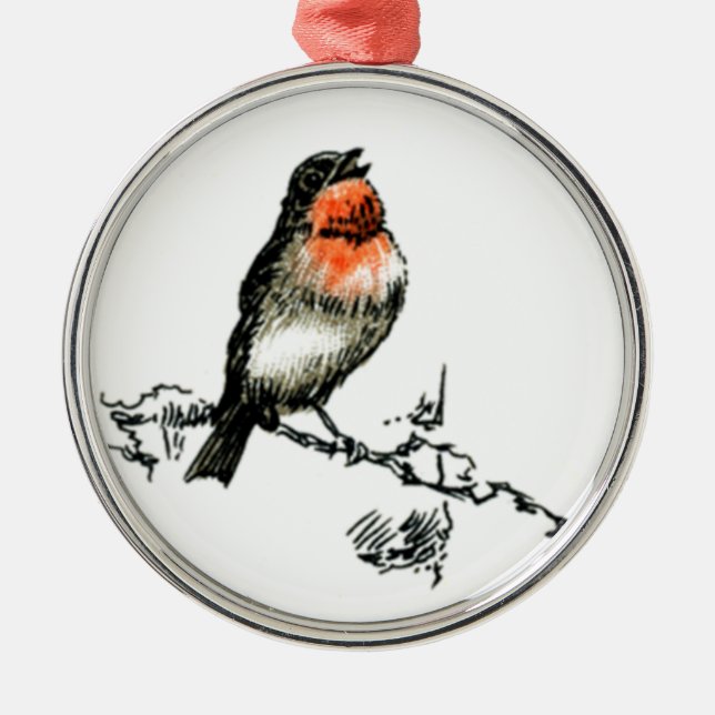 Ornement En Métal Robin de Noël (Devant)