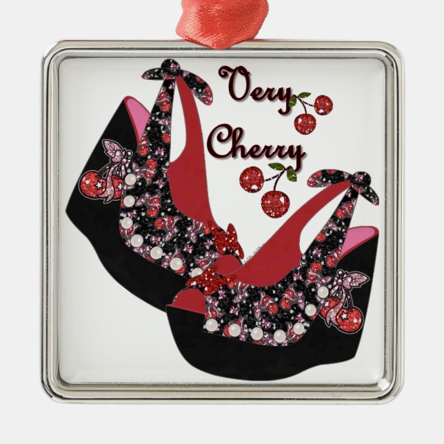 Ornement En Métal Rockabilly Very Cherry Shoes (Devant)