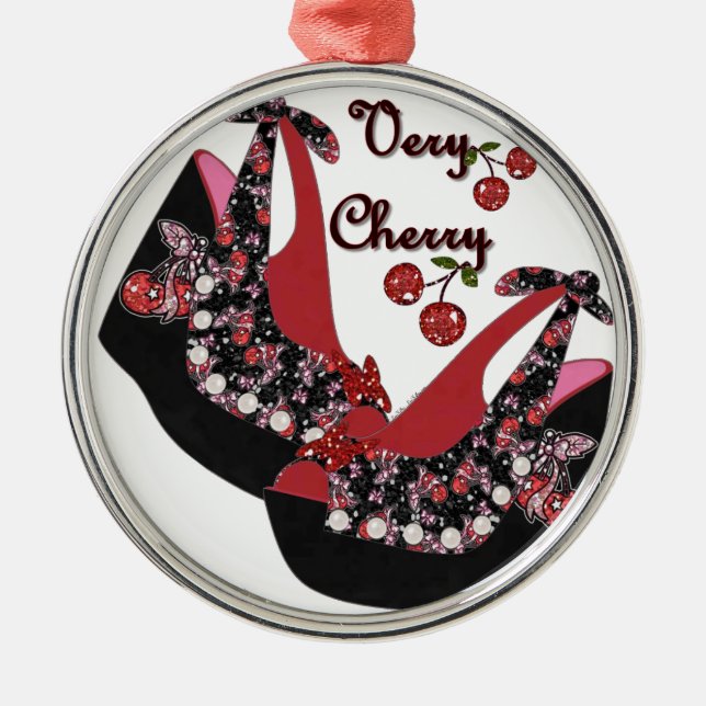 Ornement En Métal Rockabilly Very Cherry Shoes (Devant)