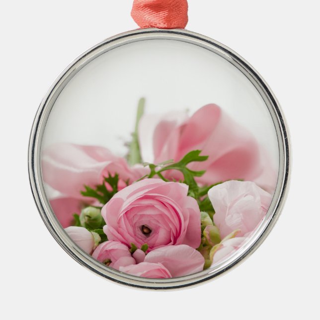 Ornement En Métal Romantique Mariage Love Soft Rose Flower Bouquet (Devant)