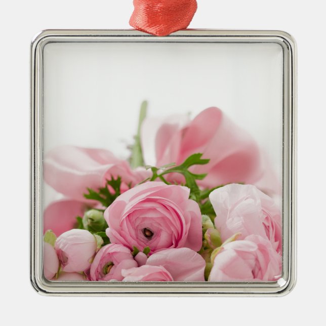 Ornement En Métal Romantique Mariage Love Soft Rose Flower Bouquet (Devant)