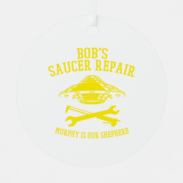 ornement en métal rond avec logo jaune BSR (Recto)