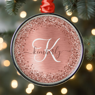 Ornement En Métal Rose Gold brossé Parties scintillant métallique No