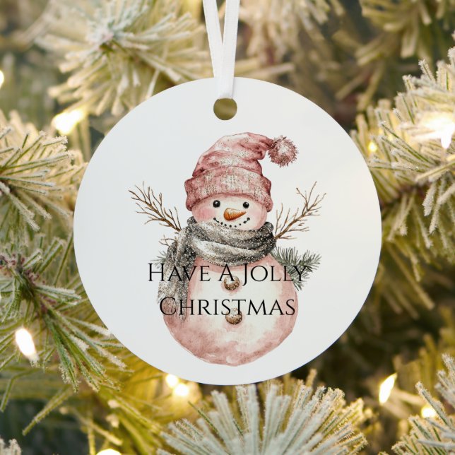 Ornement En Métal Rose Gold Noël Arbre Sucres de canne Snowman (Insitu)
