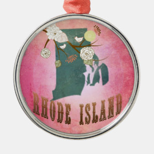 Ornement En Métal Rose vintage moderne de sucrerie de carte d'état