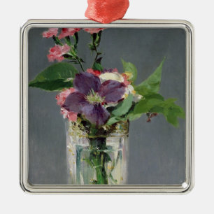 Ornement En Métal Roses de Manet   et clématite dans un vase en