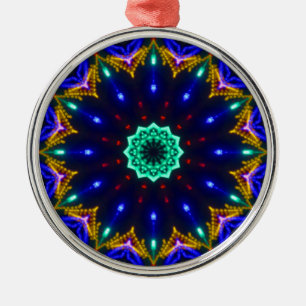 Ornement En Métal Roues de Cercle Kaléidoscope Bleu Transcendantal