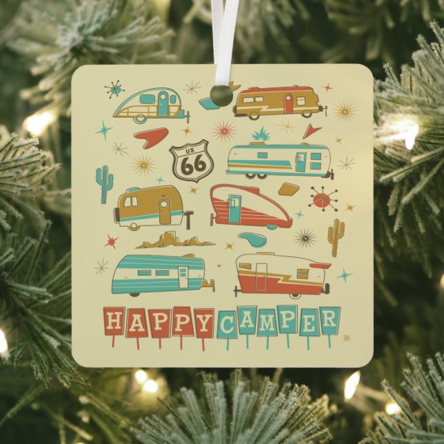 Ornement En Métal Route 66 Happy Camper (Insitu)