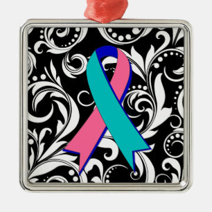 Ornement En Métal Ruban Deco de cancer de la thyroïde Noir