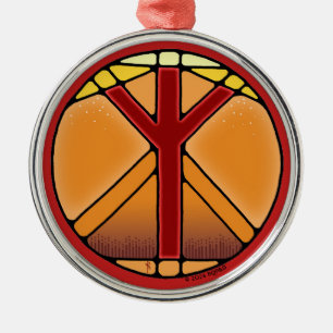 Ornement En Métal Runes Art Nouveau Elhaz Rune de Protection