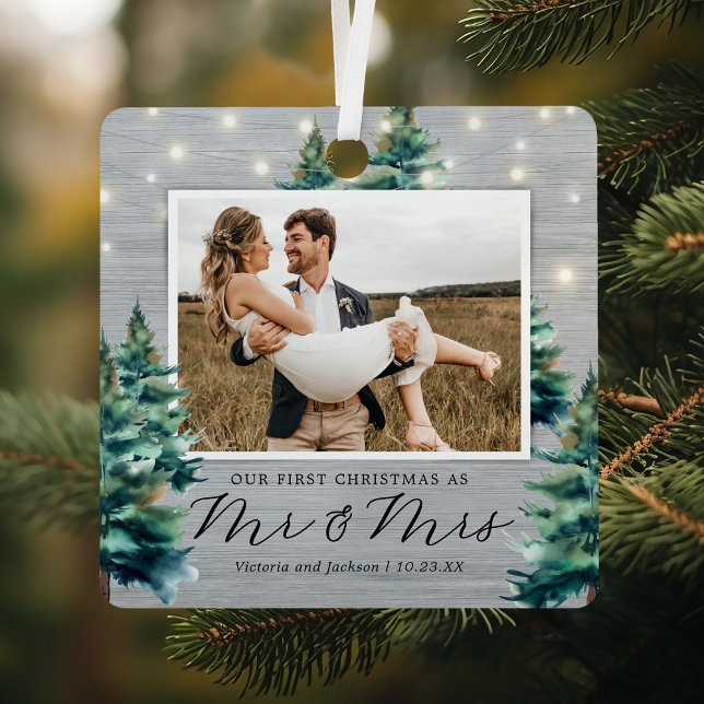 Ornement En Métal Rustique Premier Noël M & Mme Pine Tree (Créateur téléchargé)