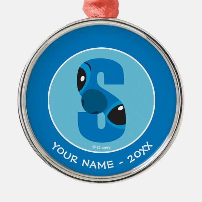 Ornement En Métal S est pour Stitch | Ajouter Votre Nom (Devant)