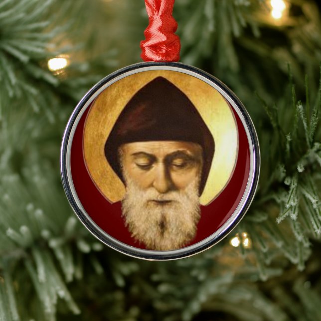 Ornement En Métal Saint Charbel Makhlouf (Arbre)