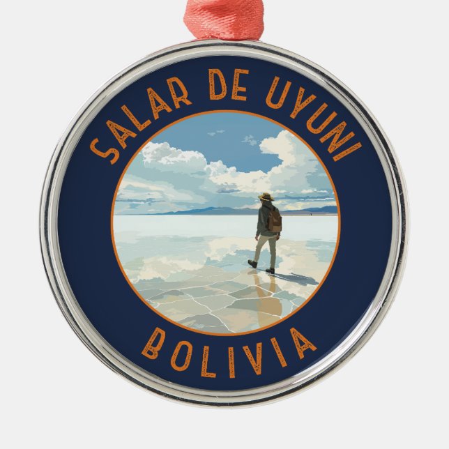 Ornement En Métal Salar de Uyuni Bolivie Cercle retro en détresse (Devant)