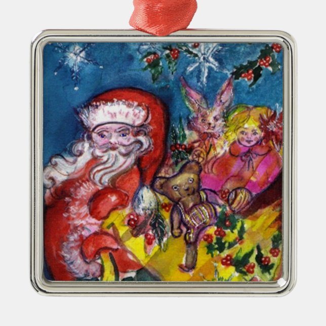 ORNEMENT EN MÉTAL SANTA CLAUS AVEC CADEAUX ET JOUETS DE NOËL (Devant)