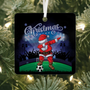 Ornement En Métal  Santa Claus Christmas Soccer 