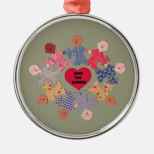 Ornement En Métal Sauvez les bébés (Devant)