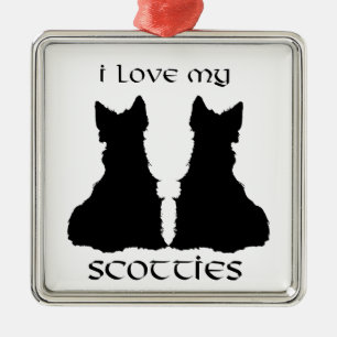 Ornement En Métal Scottie Dog Love Silhouettes Ornament