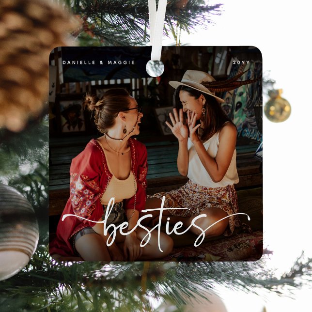 Ornement En Métal Script Bestie photo Keepsaké cadeau (Créateur téléchargé)