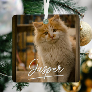 Ornement En Métal Script moderne Pet Photo Noël
