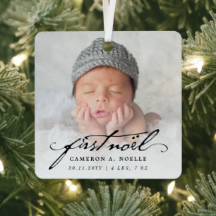 Ornement En Métal Script Vintage classique Twins Baby 1er Noel 2 Pho
