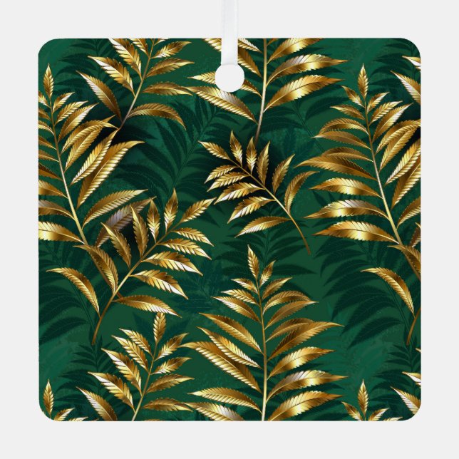 Ornement En Métal Seamless pattern with golden ferns (Recto)