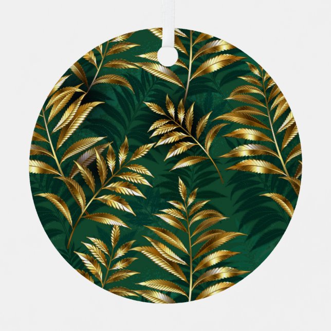 Ornement En Métal Seamless pattern with golden ferns (Recto)