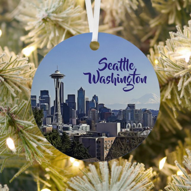 Ornement En Métal Seattle, Washington Keepsaké souvenir Noël (Insitu)
