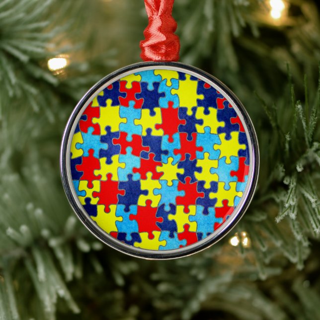 Ornement En Métal Sensibilisation sur l'autisme-Puzzle par Shirley T (Arbre)