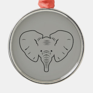 Ornement En Métal Silhouette du visage de l'éléphant