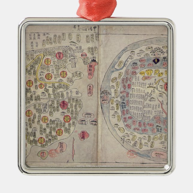 Ornement En Métal Sino carte coréenne du monde (Devant)