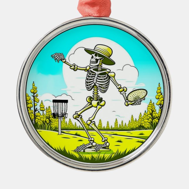 Ornement En Métal Skeleton Disque Golf Thème de Noël (Devant)