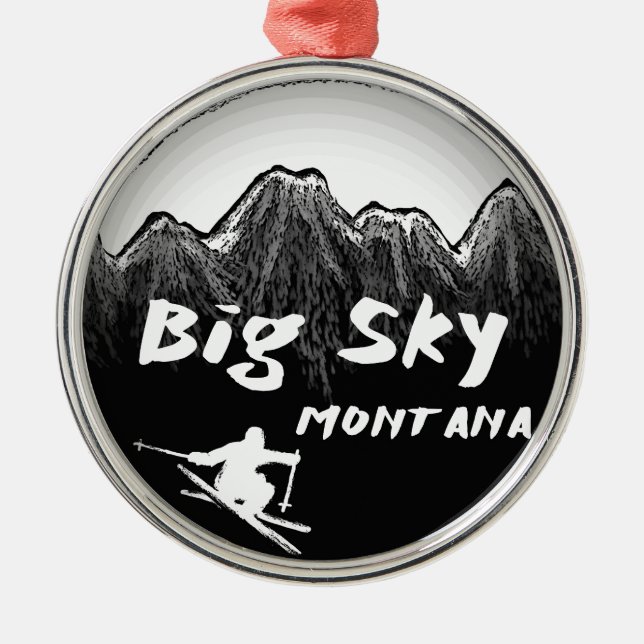 Ornement En Métal Skieur artistique du Montana de grand ciel (Devant)