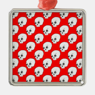 Ornement En Métal Skull Pattern On Red Background
