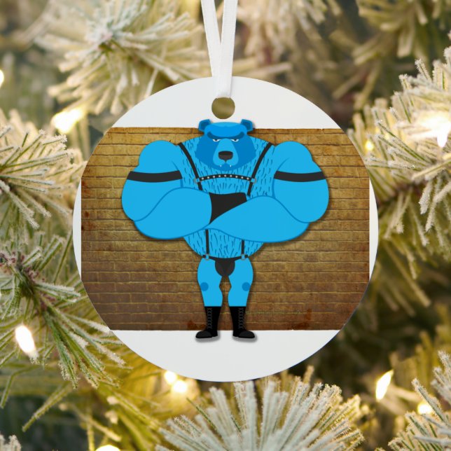 Ornement En Métal SlipperyJoe's gay muscle ours dessin animé thong l (Insitu)