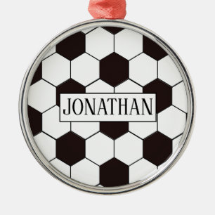 Ornement En Métal Soccer   motif de football personnalisable   Nom p