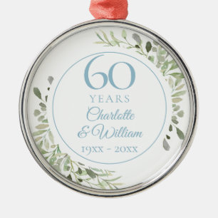 Ornement En Métal Soft Watercolor Feuilles 60e anniversaire