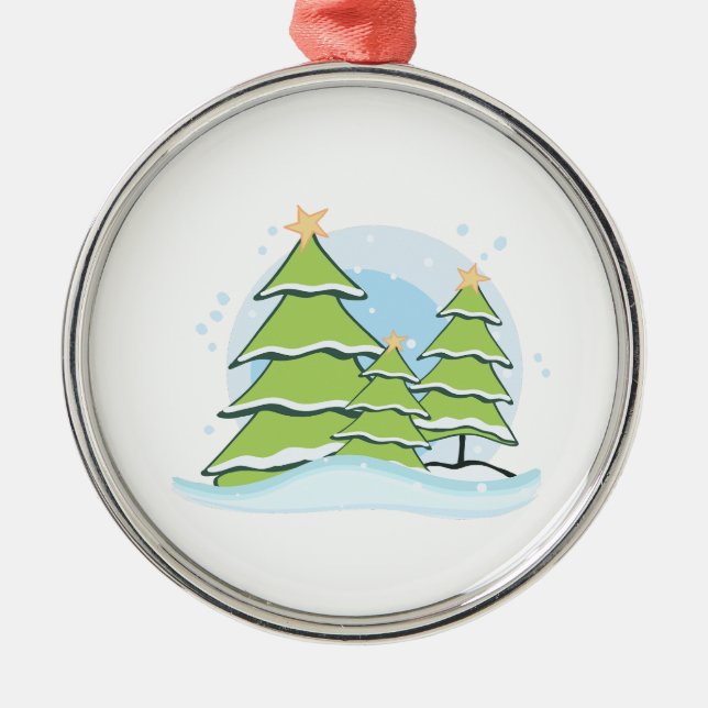 Ornement En Métal Soirée de Noël d'hiver (Devant)