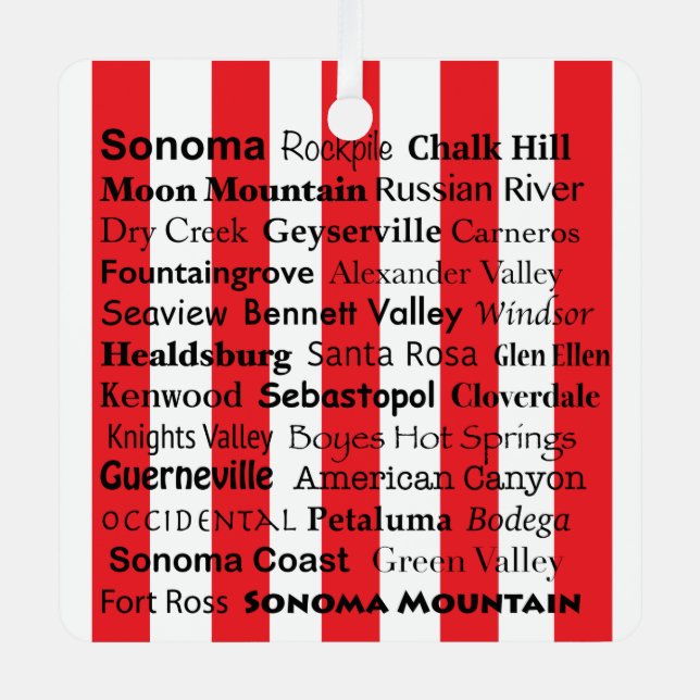 Ornement En Métal Sonoma Wine AVAs Ornament (Recto)