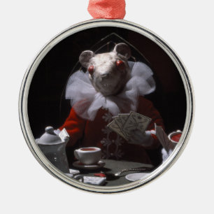 Ornement En Métal Souris blanche à base de thé de sang et de cordes 